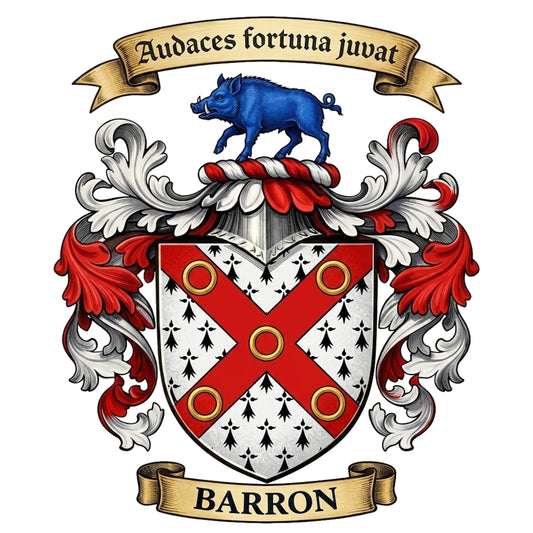 The Barron Family Coat of Arms digital download: Includes Color PNG, B&W PNG, and SVG vector files