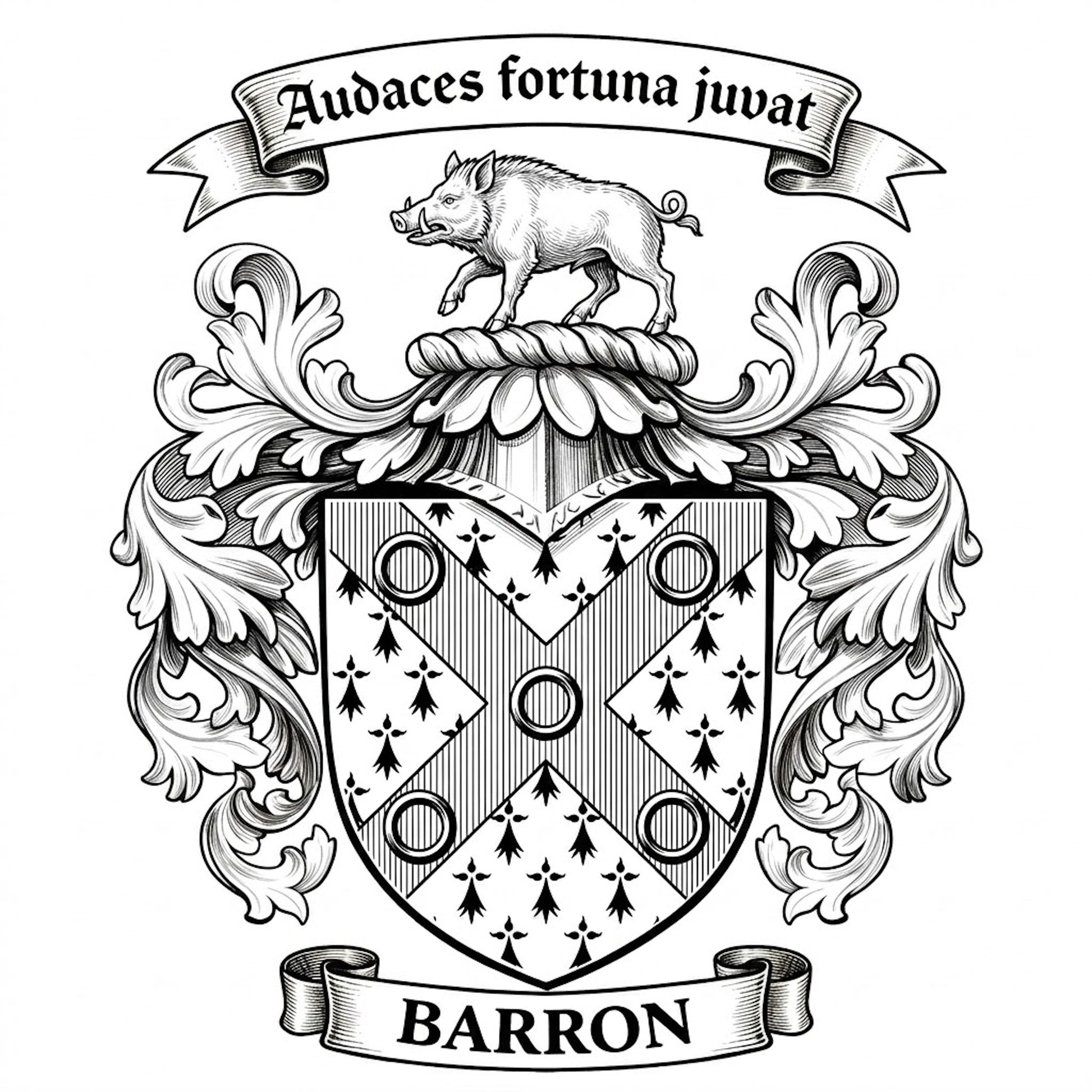 The Barron Family Coat of Arms digital download: Includes Color PNG, B&W PNG, and SVG vector files