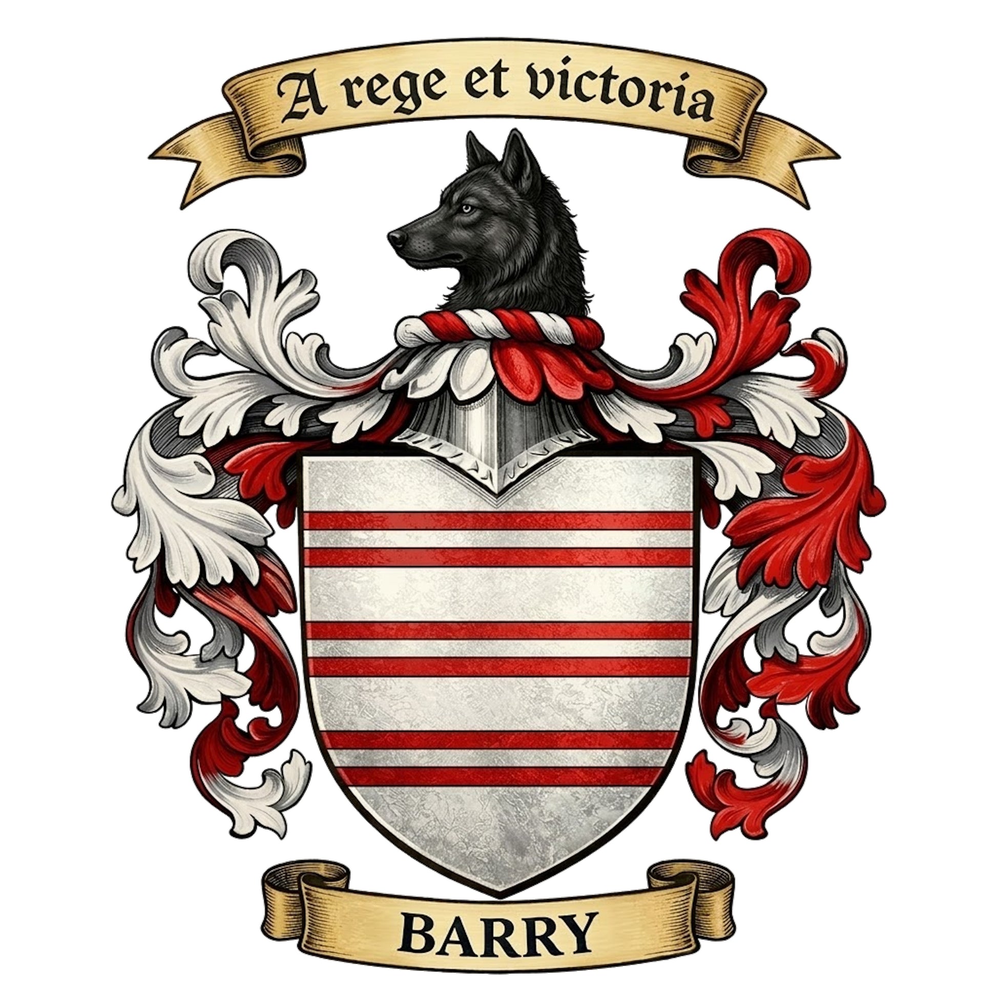 The Barry Family Coat of Arm digital download: Includes Color PNG, B&W PNG, and SVG vector files
