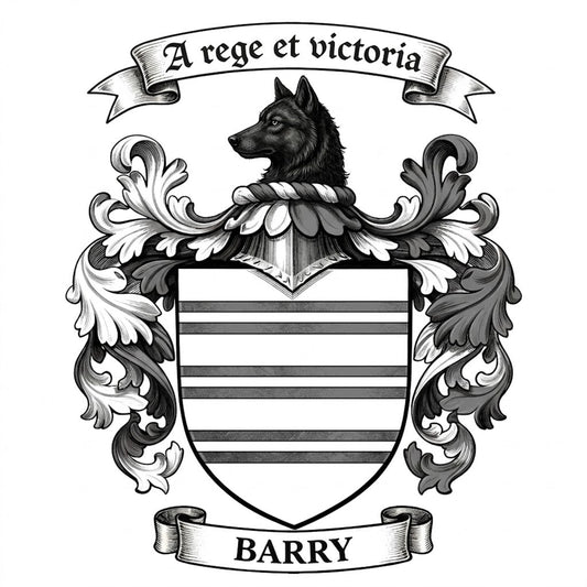 The Barry Family Coat of Arm digital download: Includes Color PNG, B&W PNG, and SVG vector files