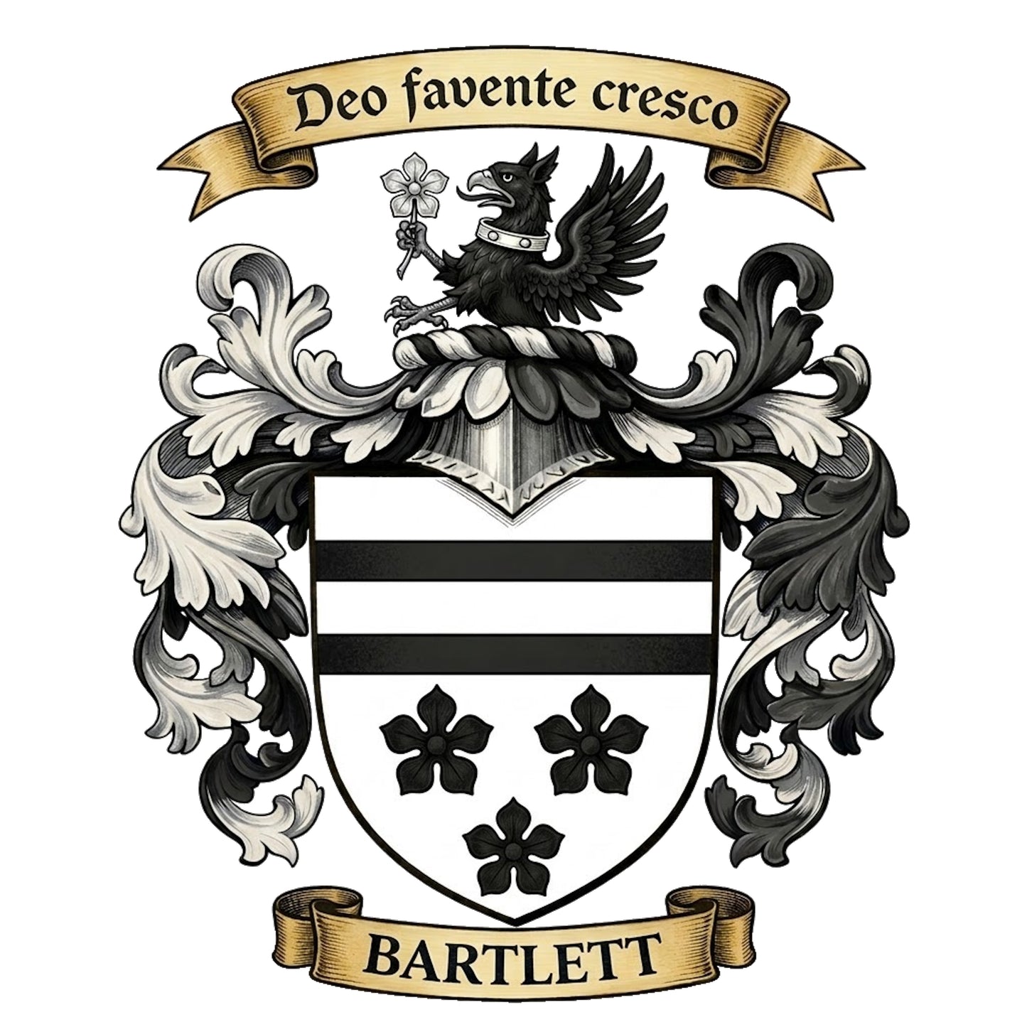 The Bartlett Family Coat of Arms digital download: Includes Color PNG, B&W PNG, and SVG vector files