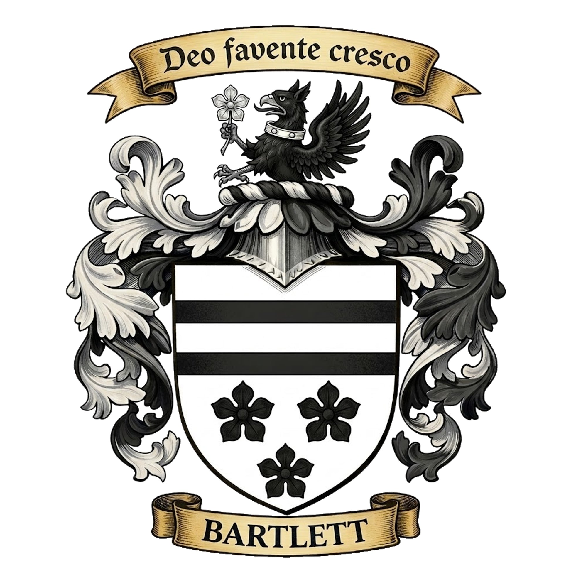 The Bartlett Family Coat of Arms digital download: Includes Color PNG, B&W PNG, and SVG vector files