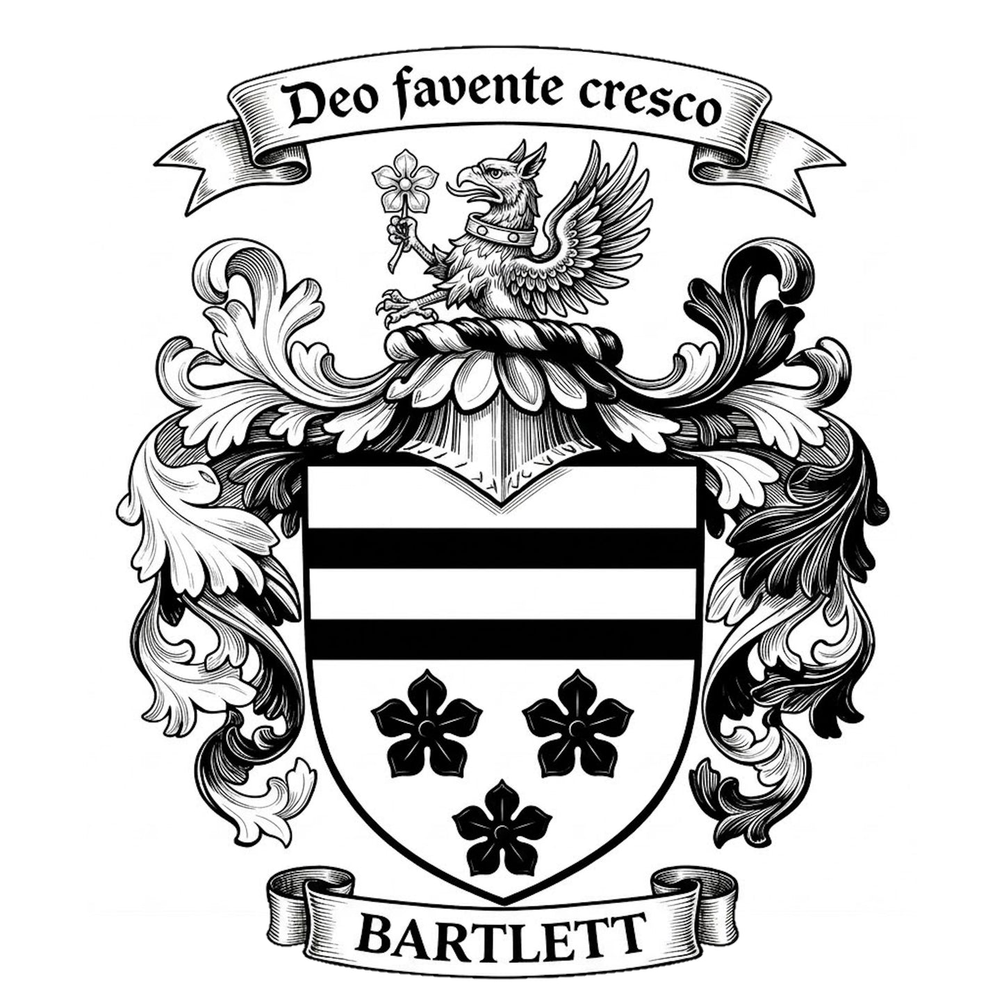 The Bartlett Family Coat of Arms digital download: Includes Color PNG, B&W PNG, and SVG vector files