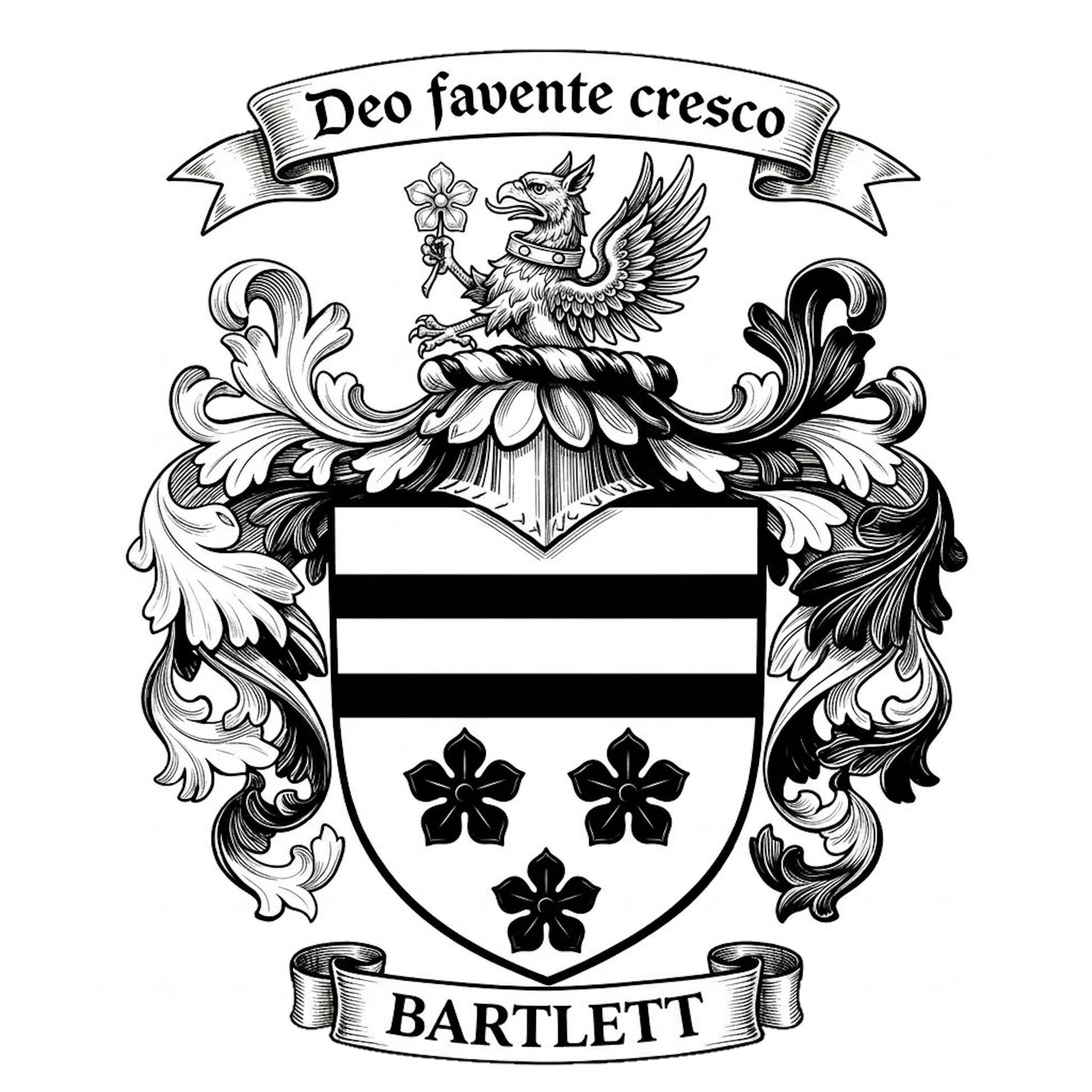 The Bartlett Family Coat of Arms digital download: Includes Color PNG, B&W PNG, and SVG vector files