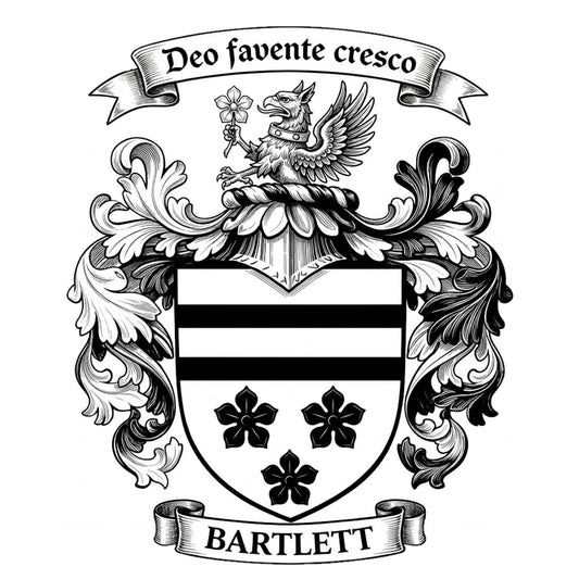 The Bartlett Family Coat of Arms digital download: Includes Color PNG, B&W PNG, and SVG vector files