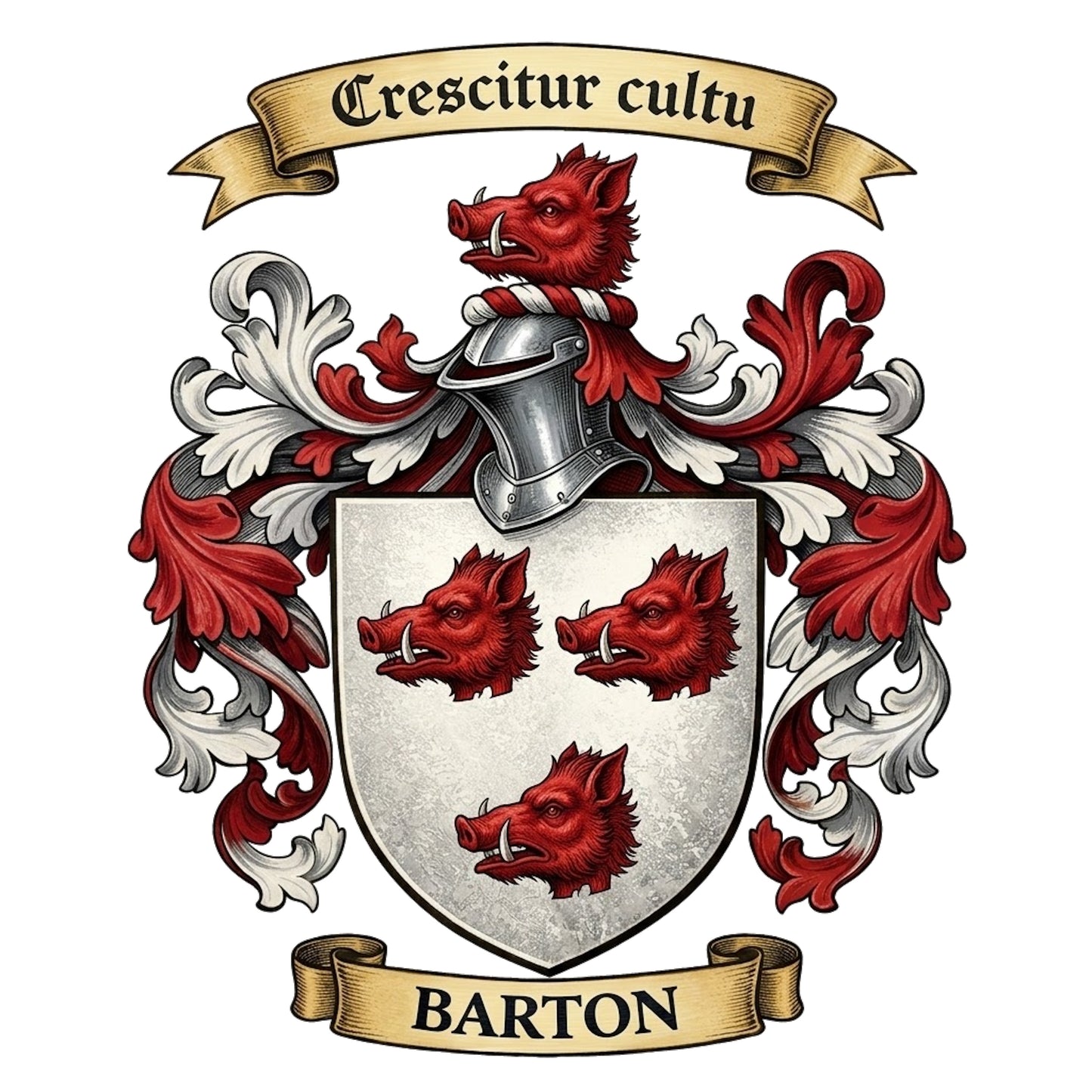 The Barton Family Coat of Arms digital download: Includes Color PNG, B&W PNG, and SVG vector files