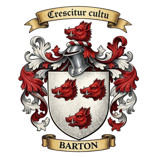 The Barton Family Coat of Arms digital download: Includes Color PNG, B&W PNG, and SVG vector files