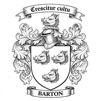 The Barton Family Coat of Arms digital download: Includes Color PNG, B&W PNG, and SVG vector files