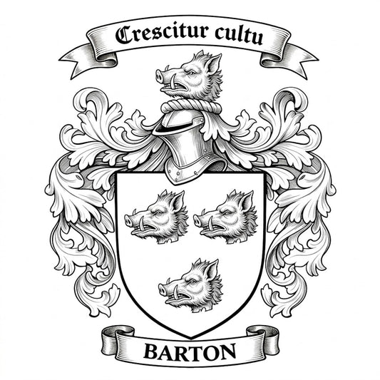 The Barton Family Coat of Arms digital download: Includes Color PNG, B&W PNG, and SVG vector files