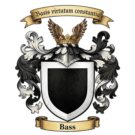 The Bass Family Coat of Arms digital download: Includes Color PNG, B&W PNG, and SVG vector files
