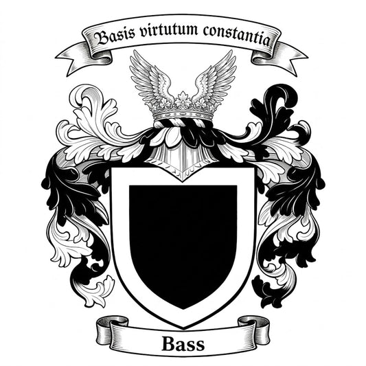 The Bass Family Coat of Arms digital download: Includes Color PNG, B&W PNG, and SVG vector files