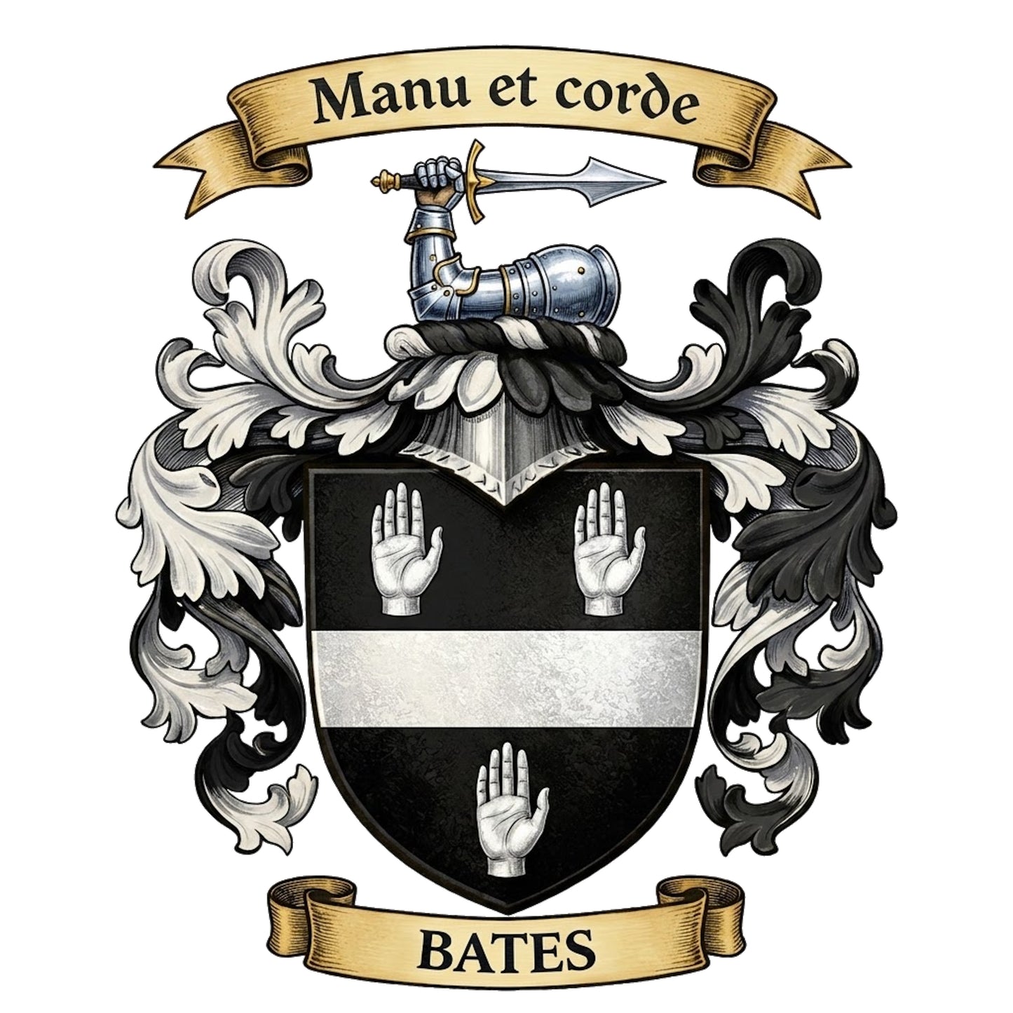 The Bates Family Coat of Arms digital download: Includes Color PNG, B&W PNG, and SVG vector files