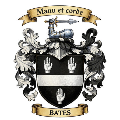 The Bates Family Coat of Arms digital download: Includes Color PNG, B&W PNG, and SVG vector files