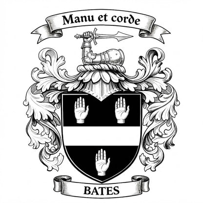 The Bates Family Coat of Arms digital download: Includes Color PNG, B&W PNG, and SVG vector files