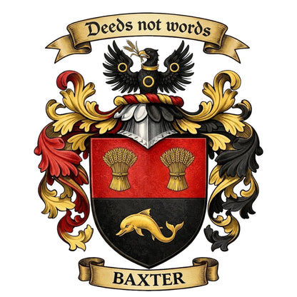 The Baxter Family Coat of Arms digital download: Includes Color PNG, B&W PNG, and SVG vector files