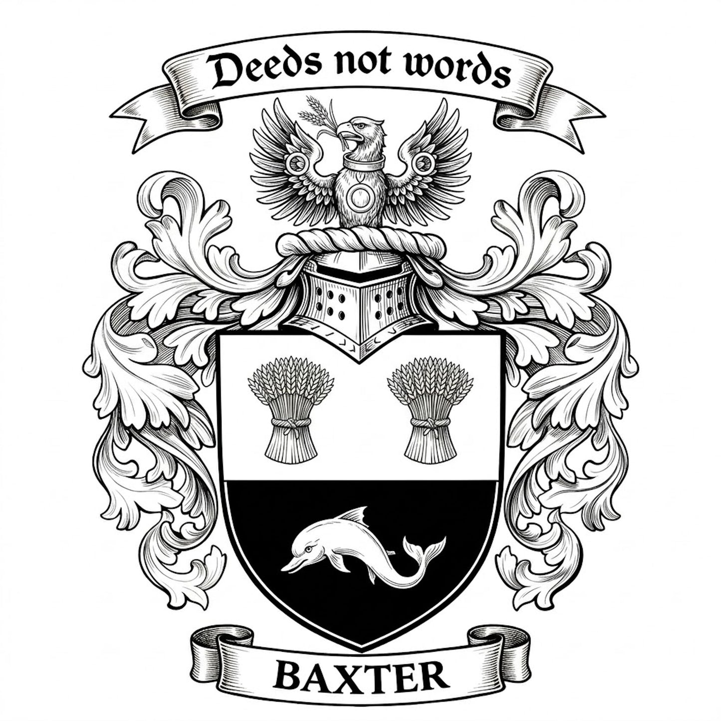 The Baxter Family Coat of Arms digital download: Includes Color PNG, B&W PNG, and SVG vector files