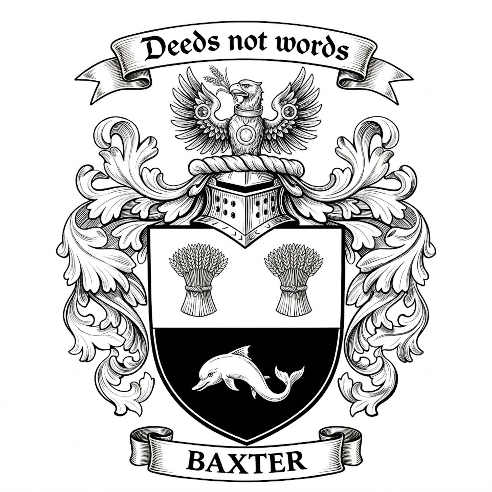 The Baxter Family Coat of Arms digital download: Includes Color PNG, B&W PNG, and SVG vector files