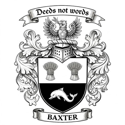 The Baxter Family Coat of Arms digital download: Includes Color PNG, B&W PNG, and SVG vector files