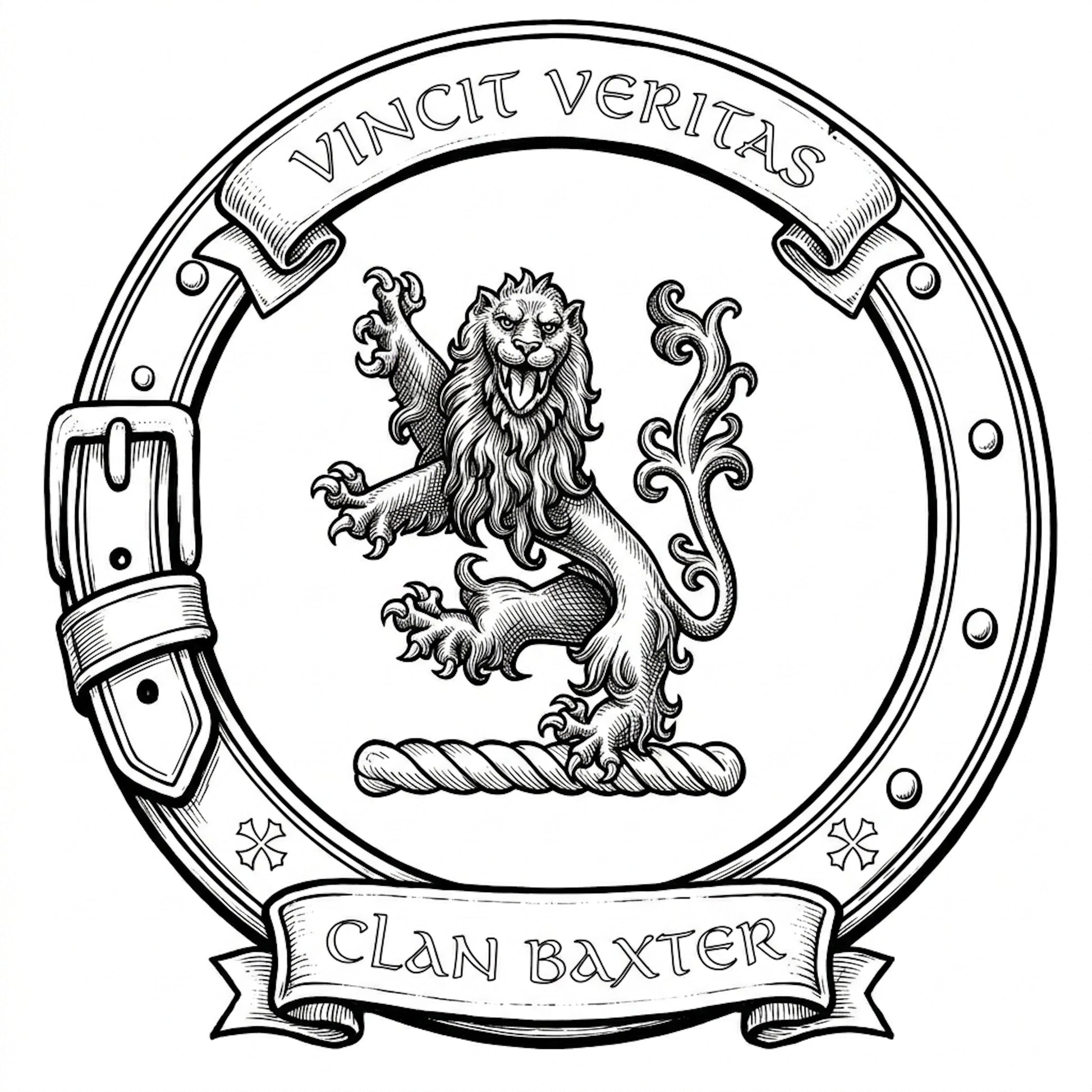 Clan Baxter Crest digital download: Includes Color PNG, B&W PNG, and SVG vector files