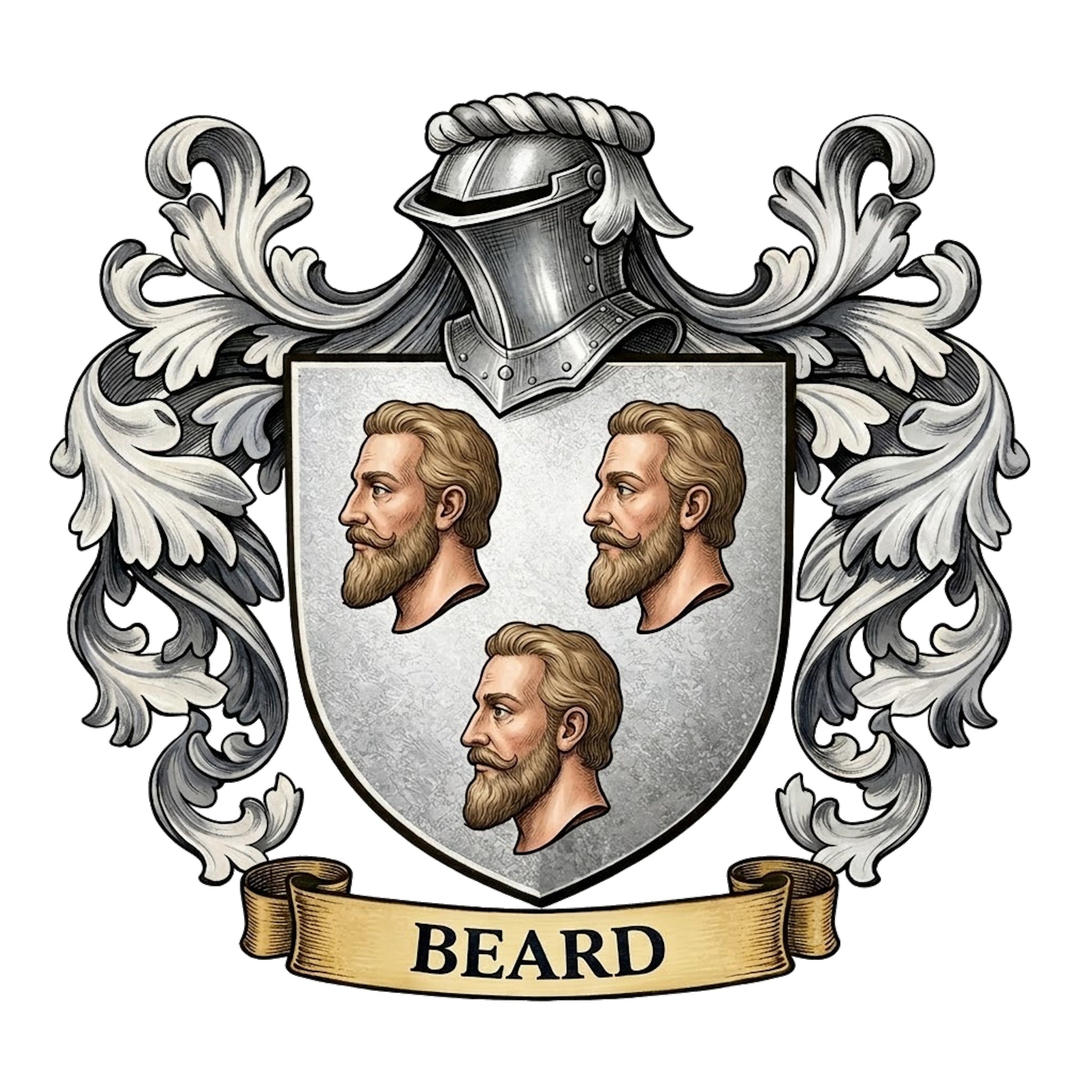 The Beard Family Coat of Arms digital download: Includes Color PNG, B&W PNG, and SVG vector files