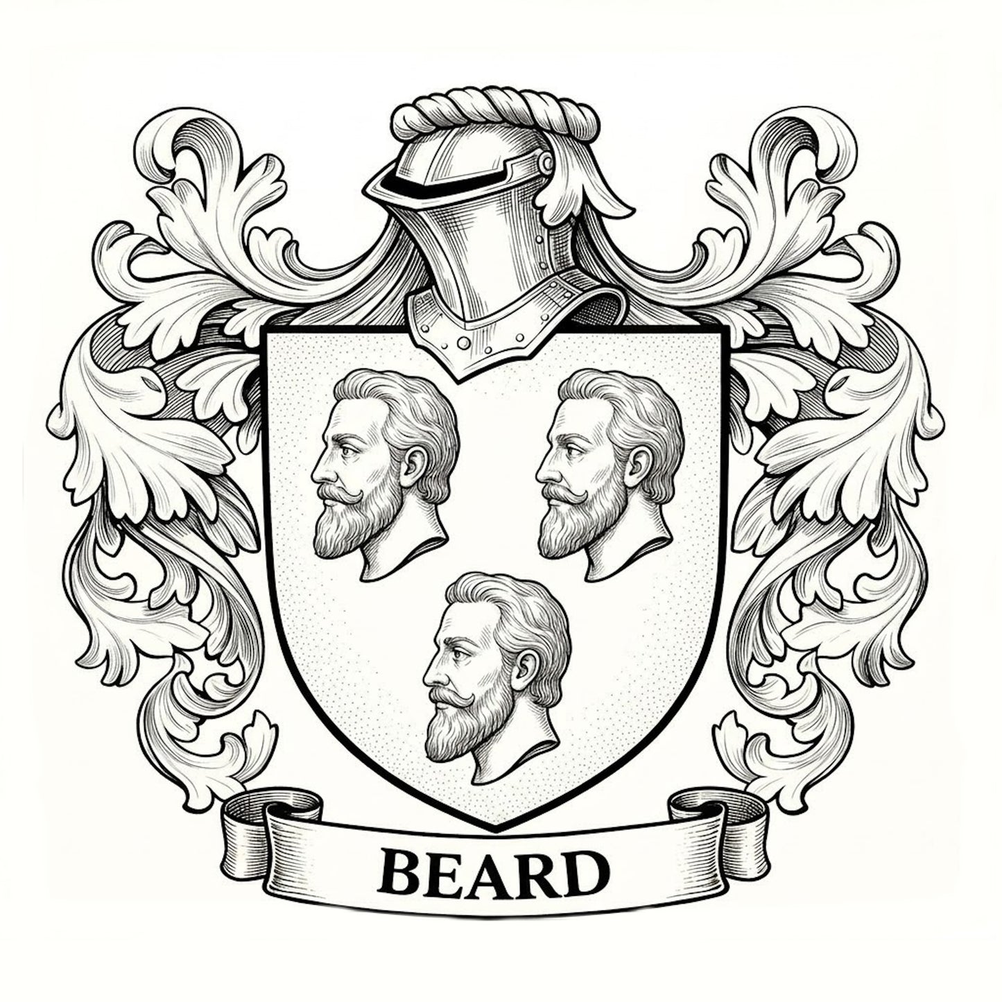 The Beard Family Coat of Arms digital download: Includes Color PNG, B&W PNG, and SVG vector files