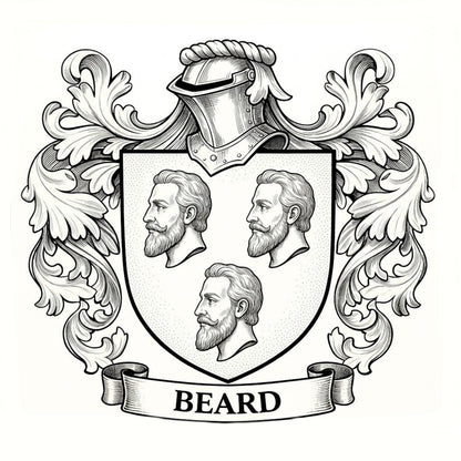 The Beard Family Coat of Arms digital download: Includes Color PNG, B&W PNG, and SVG vector files