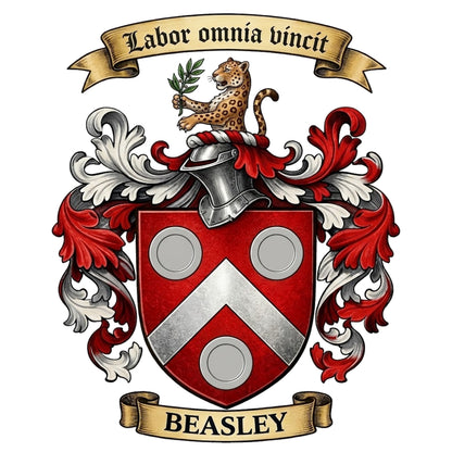 The Beasley Family Coat of Arms digital download: Includes Color PNG, B&W PNG, and SVG vector files
