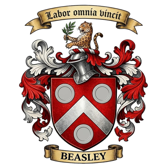 The Beasley Family Coat of Arms digital download: Includes Color PNG, B&W PNG, and SVG vector files