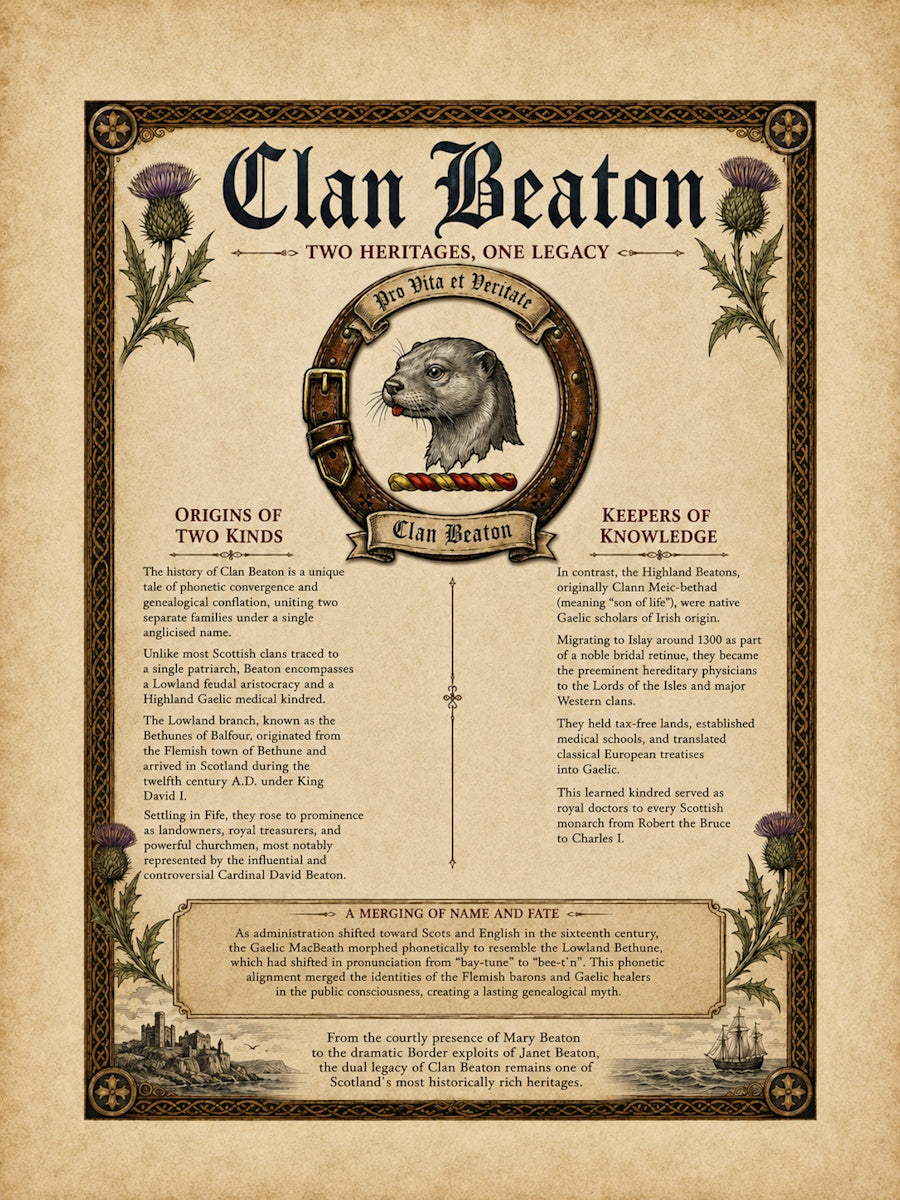 Scottish Clan Beaton Heritage Poster - Instant Digital Download digital download: Includes Color PNG, B&W PNG, and SVG vector files