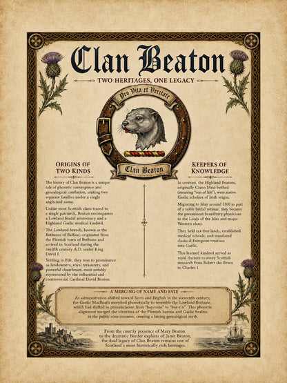 Scottish Clan Beaton Heritage Poster - Instant Digital Download digital download: Includes Color PNG, B&W PNG, and SVG vector files