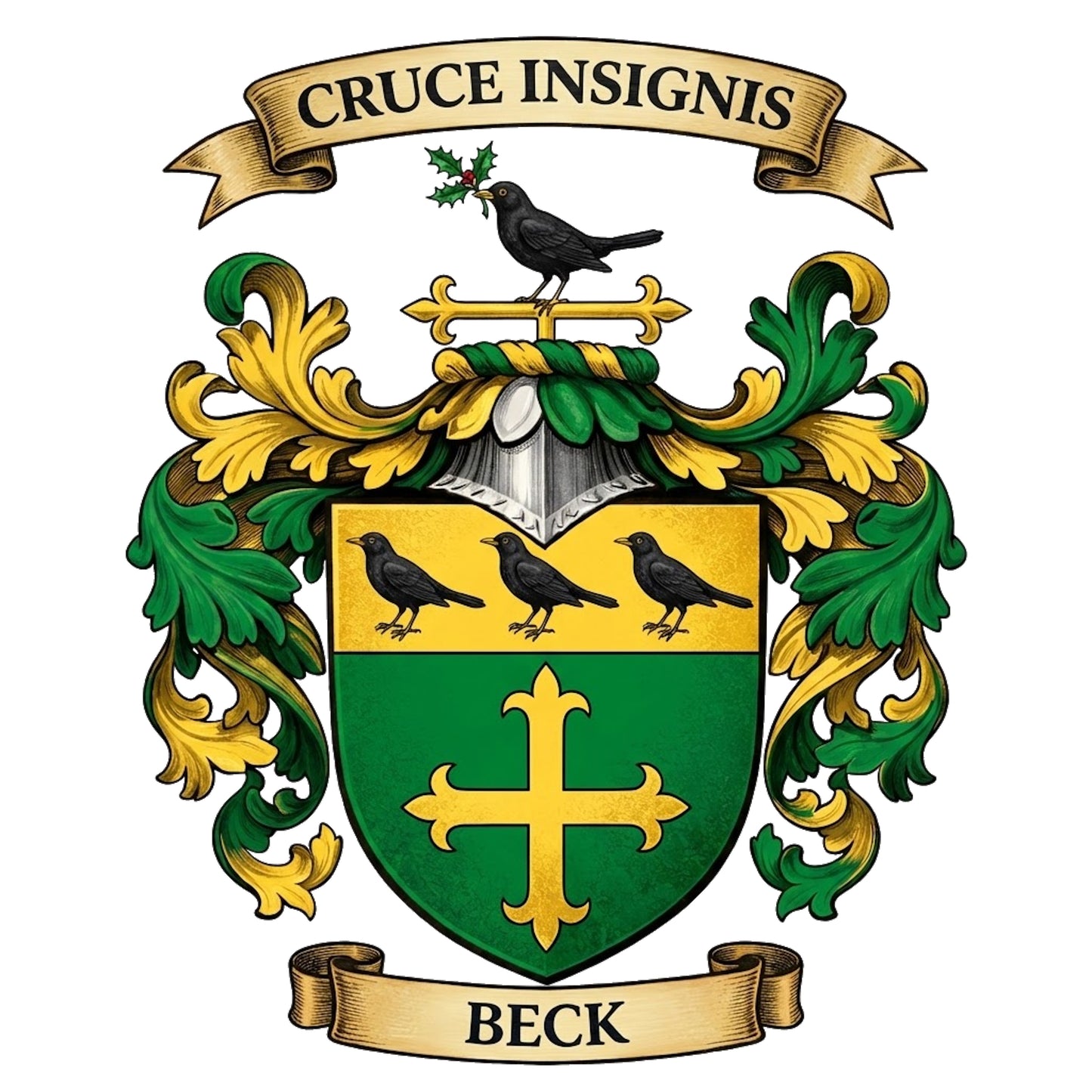 The Beck Family Coat of Arms digital download: Includes Color PNG, B&W PNG, and SVG vector files