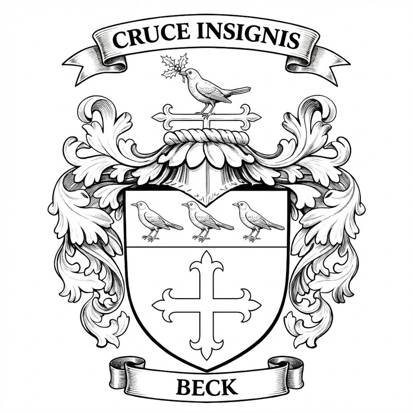 The Beck Family Coat of Arms digital download: Includes Color PNG, B&W PNG, and SVG vector files
