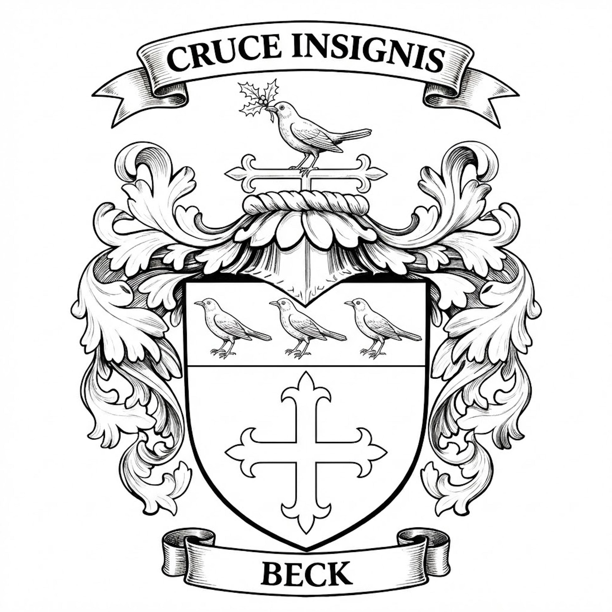 The Beck Family Coat of Arms digital download: Includes Color PNG, B&W PNG, and SVG vector files