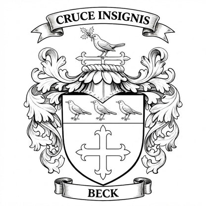 The Beck Family Coat of Arms digital download: Includes Color PNG, B&W PNG, and SVG vector files