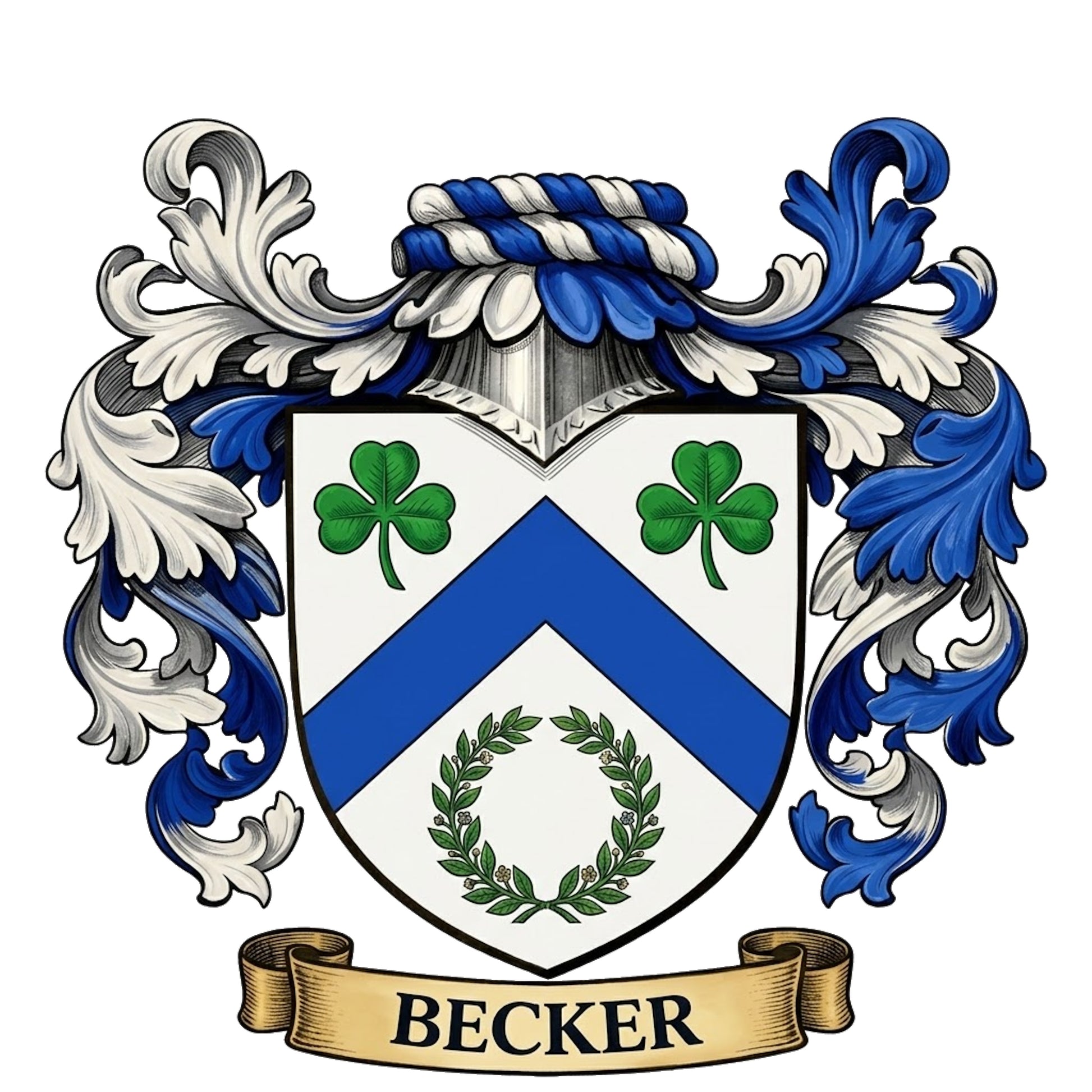 The Becker Family Coat of Arms digital download: Includes Color PNG, B&W PNG, and SVG vector files