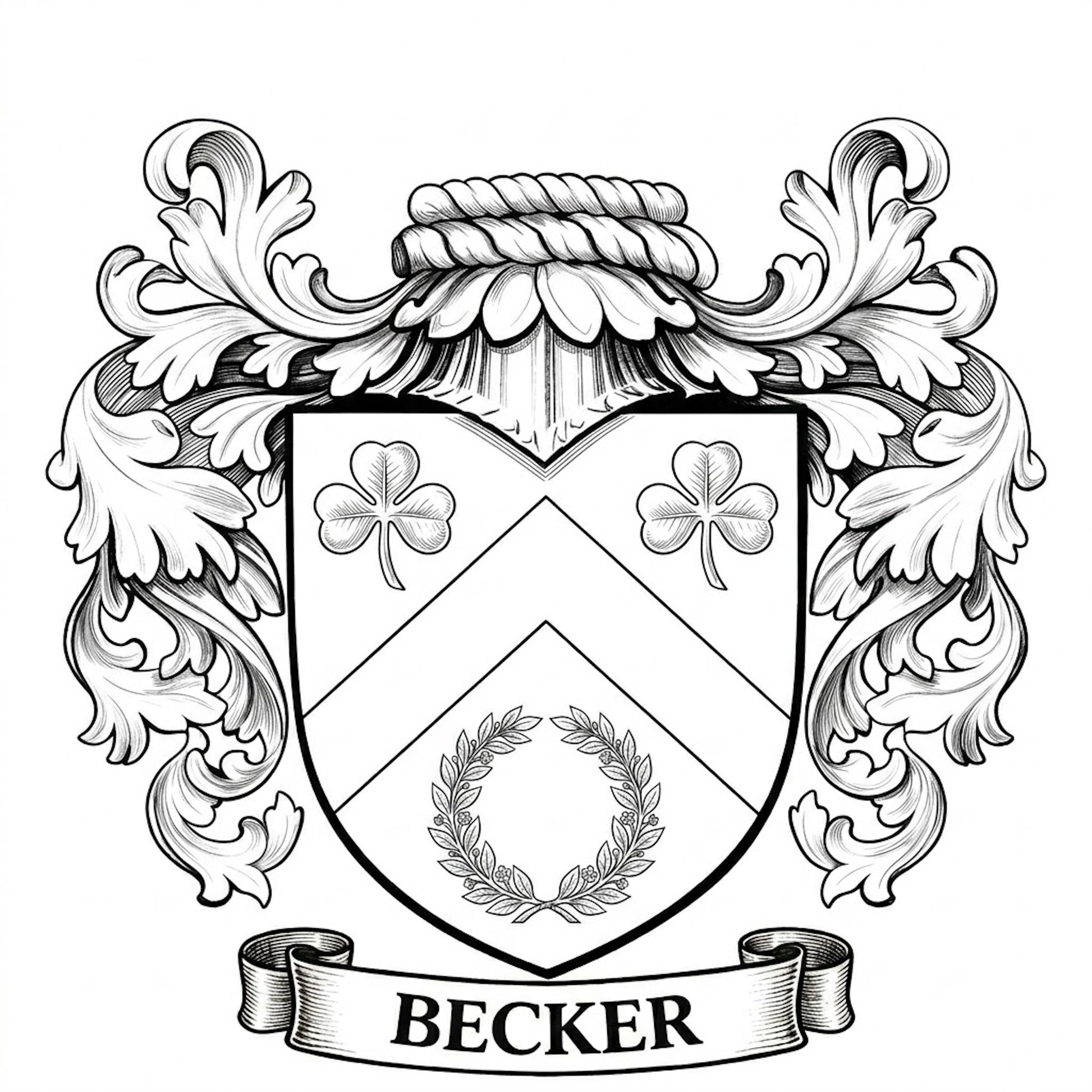 The Becker Family Coat of Arms digital download: Includes Color PNG, B&W PNG, and SVG vector files