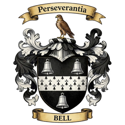 The Bell Family Coat of Arms digital download: Includes Color PNG, B&W PNG, and SVG vector files