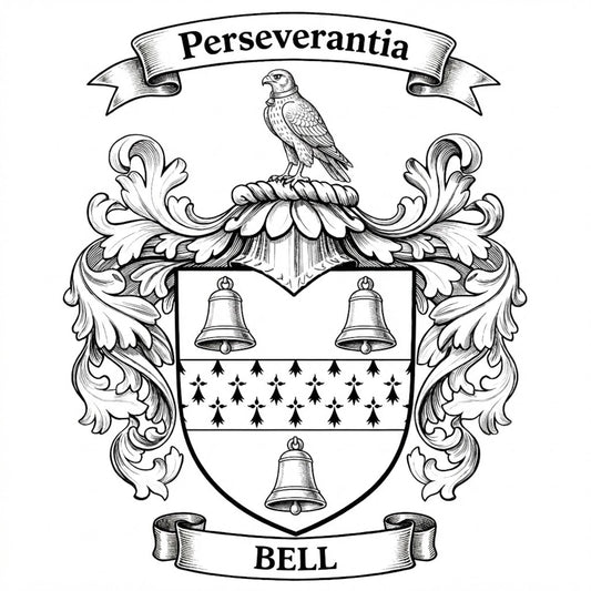 The Bell Family Coat of Arms digital download: Includes Color PNG, B&W PNG, and SVG vector files