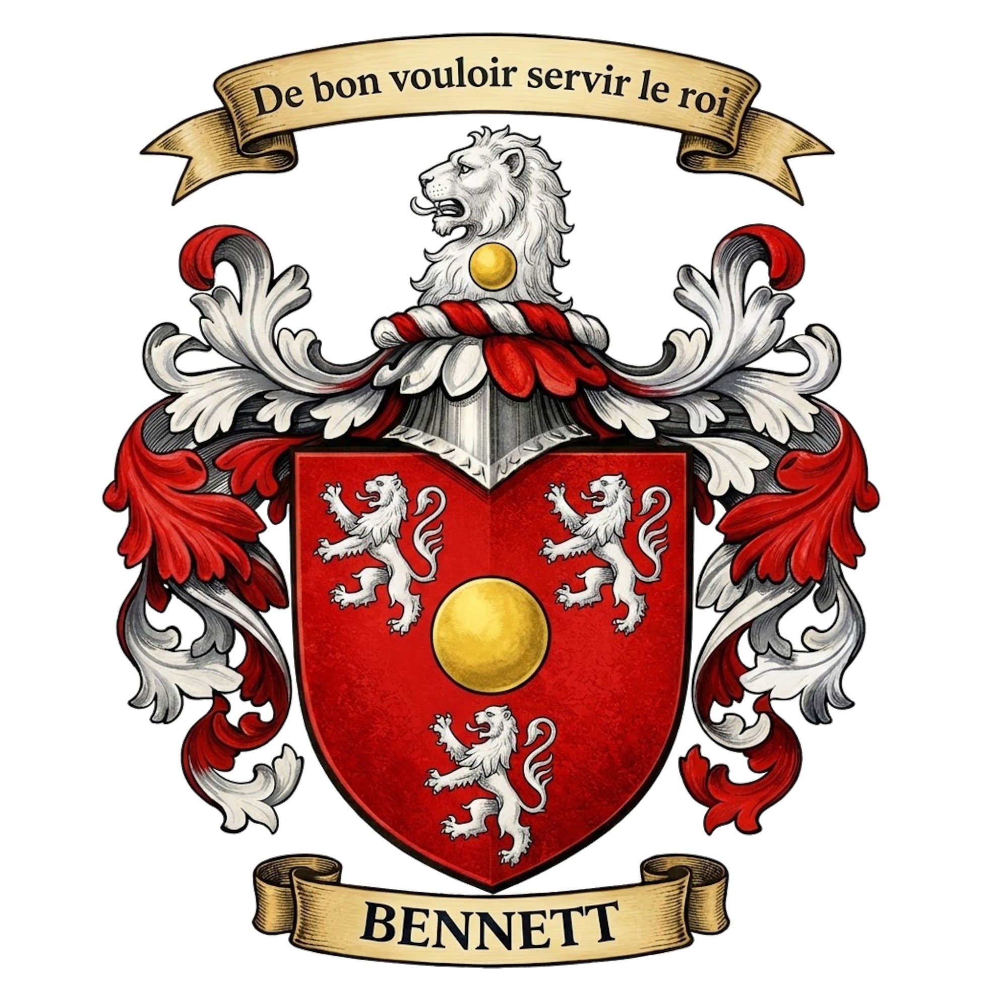 The Bennett Family Coat of Arms digital download: Includes Color PNG, B&W PNG, and SVG vector files