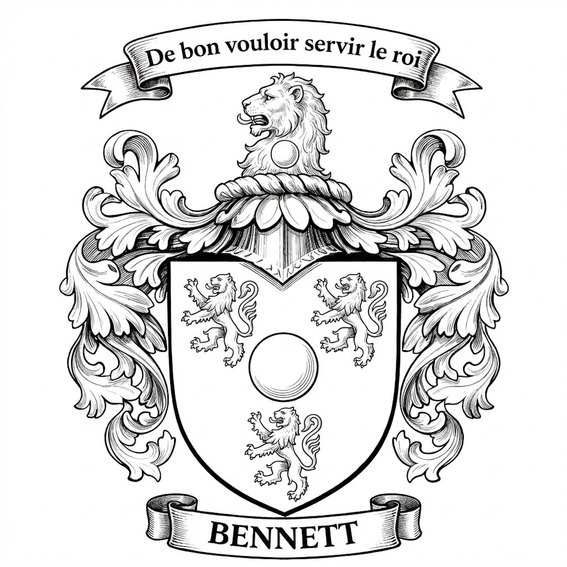 The Bennett Family Coat of Arms digital download: Includes Color PNG, B&W PNG, and SVG vector files