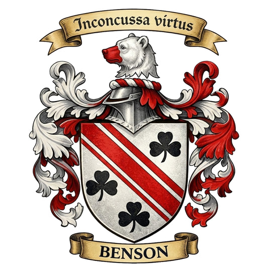 The Benson Family Coat of Arms digital download: Includes Color PNG, B&W PNG, and SVG vector files