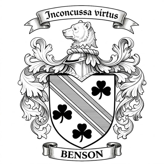 The Benson Family Coat of Arms digital download: Includes Color PNG, B&W PNG, and SVG vector files
