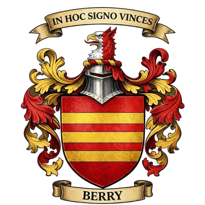 The Berry Family Coat of Arms digital download: Includes Color PNG, B&W PNG, and SVG vector files