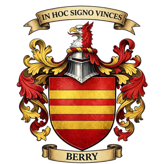 The Berry Family Coat of Arms digital download: Includes Color PNG, B&W PNG, and SVG vector files