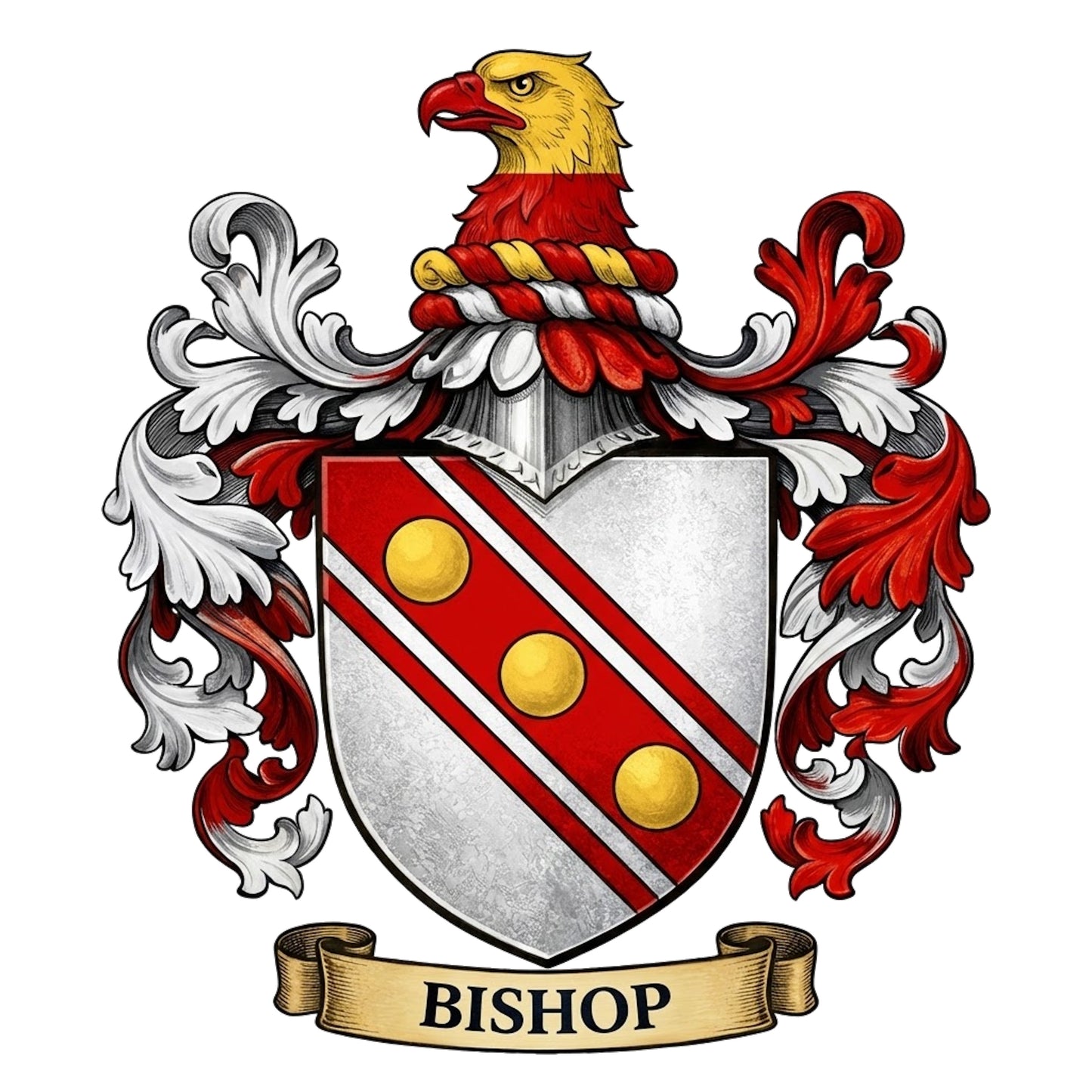 The Bishop Family Coat of Arms digital download: Includes Color PNG, B&W PNG, and SVG vector files