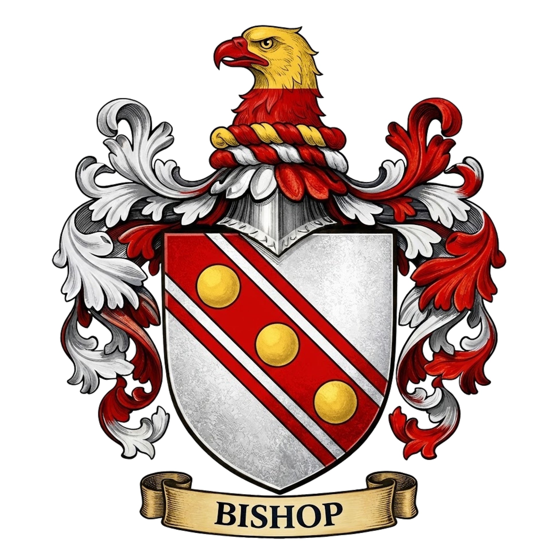 The Bishop Family Coat of Arms digital download: Includes Color PNG, B&W PNG, and SVG vector files