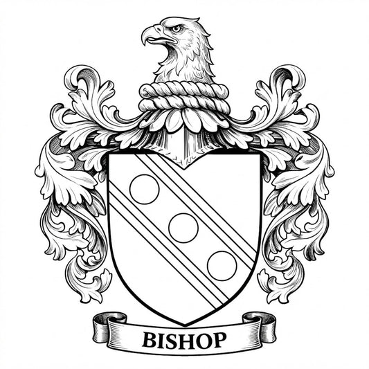 The Bishop Family Coat of Arms digital download: Includes Color PNG, B&W PNG, and SVG vector files