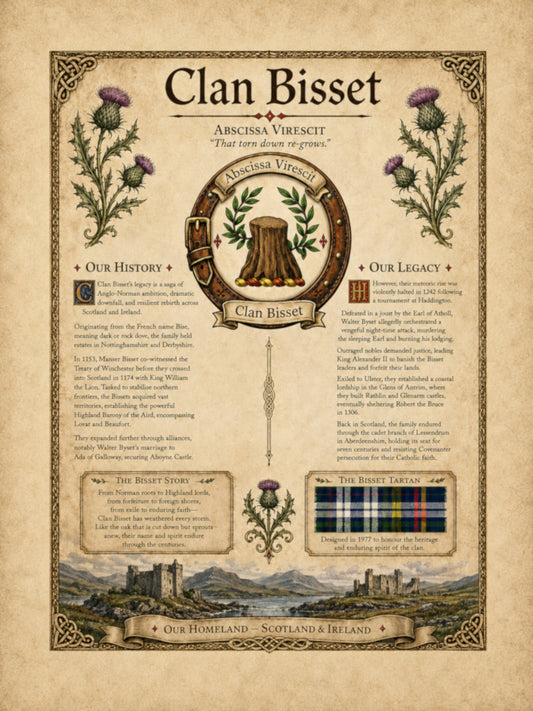Scottish Clan Bisset Heritage Poster - Instant Digital Download