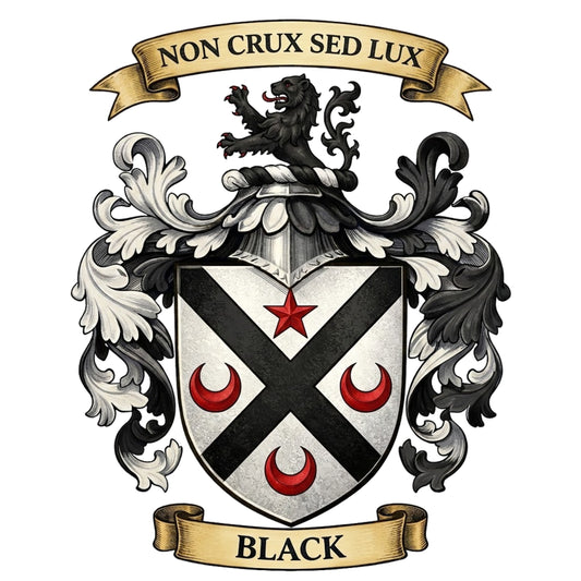 The Black Family Coat of Arms digital download: Includes Color PNG, B&W PNG, and SVG vector files