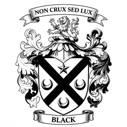 The Black Family Coat of Arms digital download: Includes Color PNG, B&W PNG, and SVG vector files